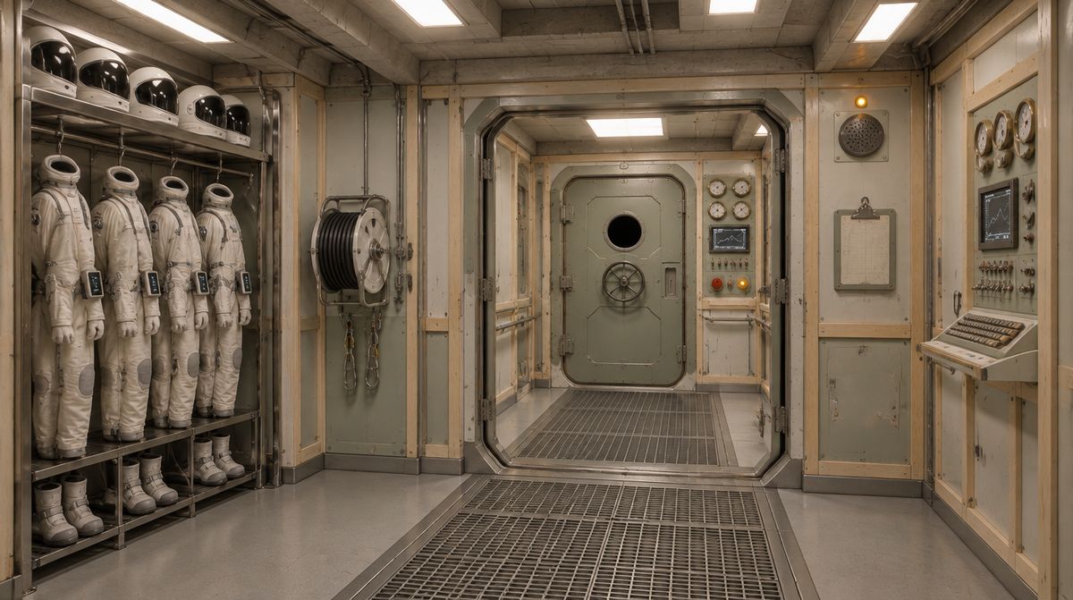El Vacío 23 La esclusa C-3 con los trajes EVA